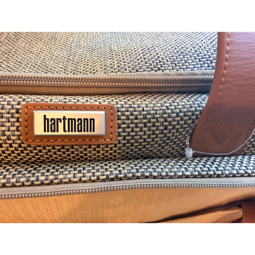 Hartmann Herringbone Weekender Duffel Bag USB Charging Brown Tan 21" Carry On - Picture 4 of 16